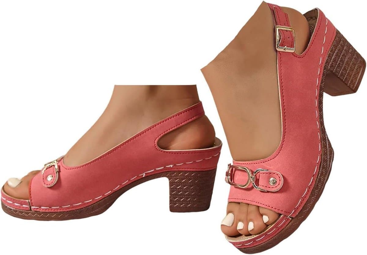 Elegante Dames Sandalen met Lage Blokhak en Open Teen - Verstelbare Zomerschoenen — afbeelding 1