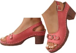 Elegante Dames Sandalen met Lage Blokhak en Open Teen - Verstelbare Zomerschoenen — thumbnail 1