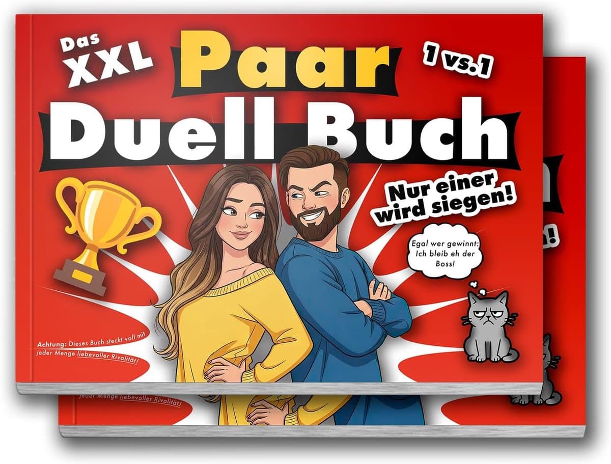 XXL Duelboek Koppels - Spelletjes Partner - Samen Plezier - 144 Pagina's Vulling - 21 x 148 cm - rood — afbeelding 1