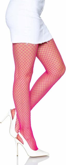 Neon Pink Lycra Fishnet Pantyhose Einheitsgröße — thumbnail 1