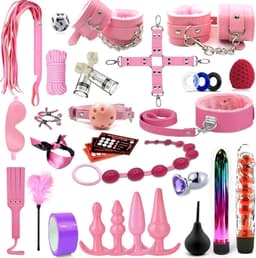 BDSM Extreme - Sex Toys voor Koppels - 33 Stuks - Seksspeeltjes voor Koppel - Zweepje Seks - Shibari Touw – Bondagesets – Dildo’s - Sexspeeltjes voor Koppels - Couple Games – Bondagesets – Boeienset, Handboeien, Tepelklemmen, etc - Roze — thumbnail 1