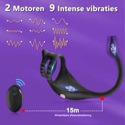 DOWO® - Vibrerende Cockring - Penisring - Cockring Vibrerend - Cockring - Vierdubbele Stimulatie - 9 Vibratiestanden - 4 in 1 - pik, ballen, kont, anaal & prostaat Stimulator - Cock Ring Siliconen - Sex toys - Seksspeeltje voor Mannen & Vrouwen — thumbnail 4