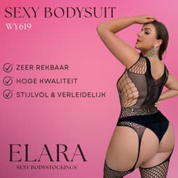 Elara - Mirella Plus Size - Bodystocking Erotische Lingerie met Open Kruis - Catsuit - L t/m XXL - Sexy Dames Lingerie - Bodysuit — thumbnail 2