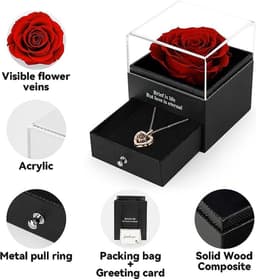 WNHB® Eeuwige roos in geschenkdoos - Met ik hou van je ketting - Handgemaakte echte roos - Romantisch cadeau voor vrouw vriendin moeder - Voor verjaardag jubileum valentijnsdag moederdag kerst — thumbnail 7