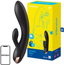 Satisfyer, vibrator, Bluetooth Rabbit, Double Flex, 20 cm, met app, 3 motoren, gemaakt van volledig siliconen, oplaadbaar, waterdicht — thumbnail 1