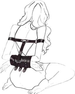DOWO® - Handboeien - Body Bondage - Sexy Lingerie - Erotiek Riem – SM - BDSM - PU Leer- Harnas Vrouwen - Sextoys voor vrouwen – Zwart — thumbnail 1