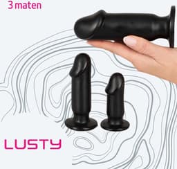 Lusty Buttplug Set - Training Trio - 3 Anaal Plugs - Voor anale seks - Butt Plug - Anaal Dildo - Met Zuignap - Diverse Maten - PVC — thumbnail 5