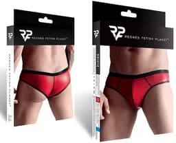 Wetlook Men's brazilian style briefs - Red — thumbnail 3