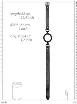 Silicone Ring Gag - With Leather Straps - Black — thumbnail 4