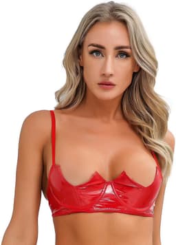 Uitdagende half open latex wetlook BH - Erotische Beha - Push up - Sexy lingerie - Halve borst zichtbaar — thumbnail 1