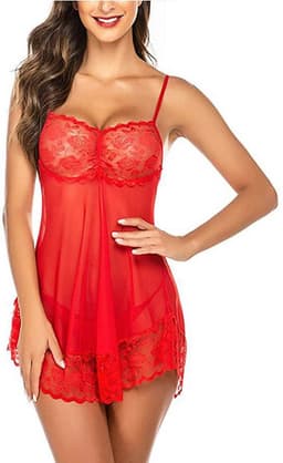 Erotische 2-Delige Lingerieset I Nachtjapon & Slipje I Sexy Kanten Lingerie Set I Maat M I Rood — thumbnail 3