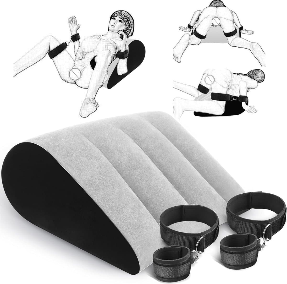 DD® Sex Stoel - Sex Meubel - Sex Chair - Kussen Handboeien Set - 21x15x7cm - Grijs — afbeelding 1