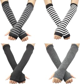 4 paar vingerloze handschoenen-armwarmers-handbeschermer-duimgat-elleboogwarmers-modieuze-passende-handschoenen-Schwarz-One Size (Fabrikant maat:ONESIZE) . — thumbnail 1