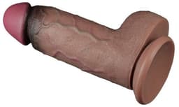 LoveToy - Dubbellaagse siliconen dildo XXL 24.6 cm (Ø 7 cm) - Bruin — thumbnail 12