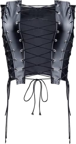 Sexy Corset Top met Vetersluiting - Lingerie - Faux Leder - Dames - Zwart — thumbnail 7