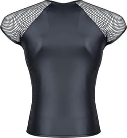 Regnes Fetish Planet – Wetlook & mesh T-shirt met raglanmouwen voor heren – Zwart - Maat XL — thumbnail 6