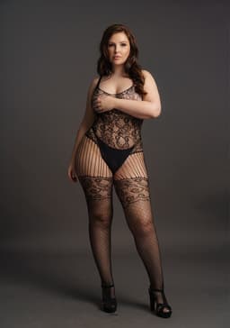Shots - Le Désir Bodystocking met Kant en Visnet - Plus Size black OSX — thumbnail 17