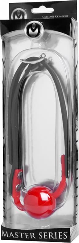 XR Brands - Master Series - The Hush Gag Silicone Comfort Ball Gag - Red — thumbnail 2