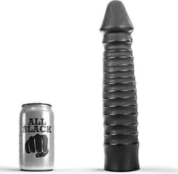 All Black Zwarte grote dildo met geribbelde schacht — thumbnail 13