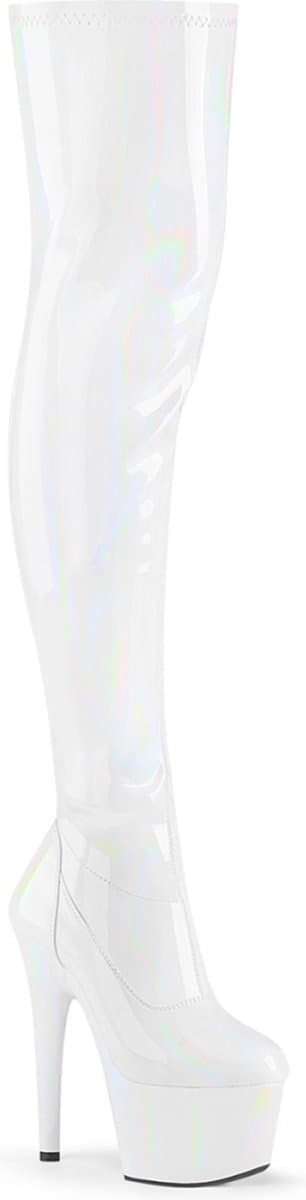 Pleaser - ADORE-3000HWR Plateau Overknee Laarzen - Paaldans schoenen - 44 Shoes - Wit — afbeelding 1