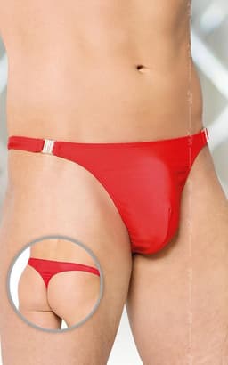 SoftLine Collection - Sexy satijnen herenstring met sluiting aan de zijkant - rood XL — thumbnail 1