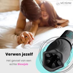 ME'ADAM - 360° Roterende blowjob masturbator - Pocket Pussy - Incl glijmiddel & opbergtas - luxe masturbator -Masturbator Voor Man - Elektrisch - Oplaadbaar - Waterdicht - Waterproof - Sex Toys - Penis Stimulator - Zwart - fluisterstil — thumbnail 7