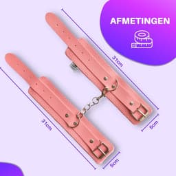 JT Products Bondage Handboeien Roze Erotiek Set voor BDSM - Seksspeeltjes Set Voor Koppel - Lederen Handboeien & Metalen Ketting - Sex Toys Kado - Seks Cadeau Hem & Haar - Kinky Cadeautjes Volwassenen - Erotisch Verjaardag Cadeautje Mannen & Vrouw — thumbnail 9
