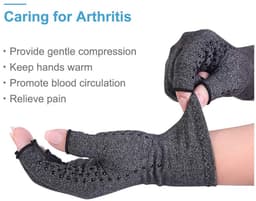 Handschoenen, artrose-handschoenen, compressie handschoenen, vingerloze handschoenen voor pijnverlichting, gaming, typen en warmte voor mannen en vrouwen, antislip, maat S, zwart — thumbnail 4