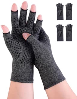 Handschoenen, artrose-handschoenen, compressie handschoenen, vingerloze handschoenen voor pijnverlichting, gaming, typen en warmte voor mannen en vrouwen, antislip, maat S, zwart — thumbnail 1