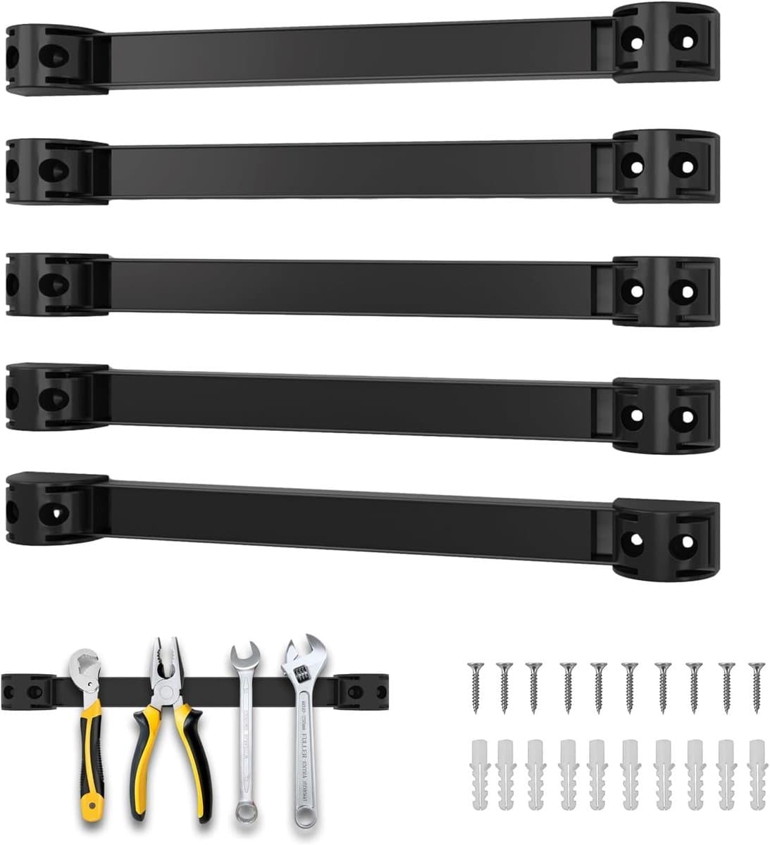 Magneetstrips voor gereedschap, 5 stuks, gereedschap-magneetstripset, 30 cm, magneethouder, gereedschapshouder, wand voor keuken, garage, werkplaats — afbeelding 1
