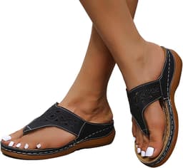 sleehakken voor dames | Teenslippers voor vrouwen met steunzool - Antislip casual pantoffels met dikke zool voor strandwandelingen Eastuy — thumbnail 5