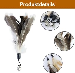 8 stuks kattenveren, reservespeelgoed voor katten zonder chemische kleurstoffen, inclusief navullingen voor natuurlijke kattenveren, met 1 windmolen van bamboelibellen — thumbnail 4