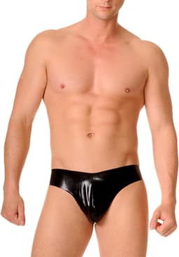 Heren ondergoed latex slip - zwart - sexy g-string - perfect voor cosplay - ShopVlot — thumbnail 2