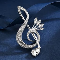 broche in de vorm van een muzieknoot met strass in de vorm van een vloersleutel voor sjaal jas kostuum bruid lijfje voor dames meisjes heren muzikant boeket huwelijkscadeau — thumbnail 3