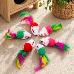 12 stuks kattenspeelgoed, muis, interactief speelgoed met veerstaart voor indoor katten, realistische pluche muizen om te jagen en te spelen, voor volwassen katten en kittens (willekeurige — thumbnail 3