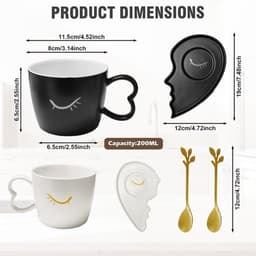 Koffiekopjes set - Partner mokken - Cadeau bruiloft - Kussend motief - 200 ml capaciteit - Zwart — thumbnail 3