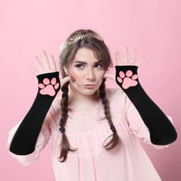 Handschoenen Lange Vingerloze Handschoenen Kawaii Roze 3D Klauw Leuke Kat Mouw voor Meisjes Cosplay Halloween Party — thumbnail 5