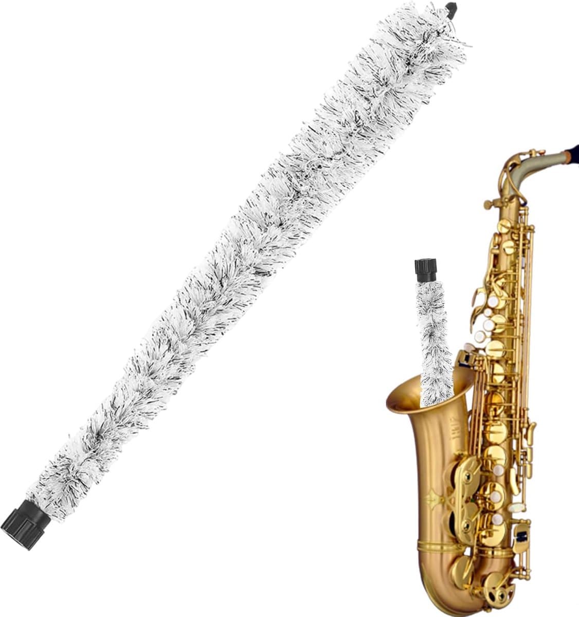 Saxofoon Reiniger - Katoenen Touw - Instrument Onderhoud - Hoge Wateropname - 50 x 7 cm - Grijs — afbeelding 1
