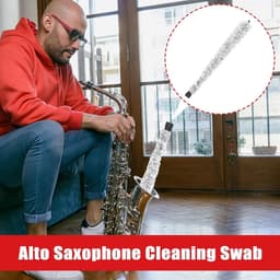 Saxofoon Reiniger - Katoenen Touw - Instrument Onderhoud - Hoge Wateropname - 50 x 7 cm - Grijs — thumbnail 4