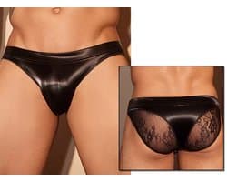Strakke Lederen Sexy Slip Heren - Zwart - Stijl van Lederen en Lace - Haaienhuid - Lingerie voor Mannen - Onderbroek - Ondergoed - Zeer elastisch - Erotisch en sexy - Slip - Sexy - Boxershort - Zacht en comfortabel