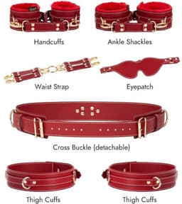 Daity Sex Bondage BDSM-set met 6 onderdelen, inclusief verstelbare handboeien, enkelboeien, dijbeenboeien, blinddoek, kruisband en tailleband. Seksspeeltjes voor volwassenen, geschikt voor mannen, vrouwen en stellen. — thumbnail 2