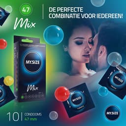 MY.SIZE Mix SET Maat 5, 60 mm: 10 Classic + 10 Condooms in 4 spannende soorten, met aroma, Kleur, Geribbeld & Classic — thumbnail 2