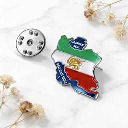 Iran Vlag Pin Bulk Roestvrij Stell Oude Perzische Iraanse Leeuw Zon en Kroon Revers Broche Erfgoed Sieraden Kleding Accessoires Souvenir Serie Badge Geschenken — thumbnail 5