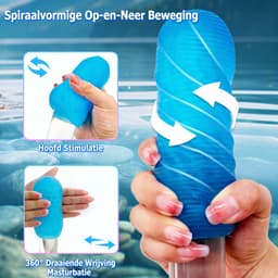 DOWO® - Hand Tool Masturbator - Pocket Pussy - Masturbator voor Man - Masturbator voor Man - Stroker - Masturbator - Sex Toys voor Mannen - Siliconen - Blauw — thumbnail 3