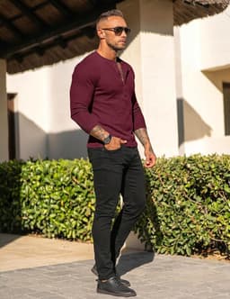 Cmdr Heren wafel-henley-overhemden, Casua Lange Mouwen T-shirt Casual 5-Knoopsluiting, Lange Mouwen Regualar Fit Stijlvol T-Shirt, Thermisch Ondergoed — thumbnail 5
