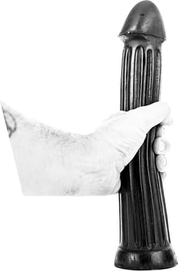 All Black Grote zwarte dildo met diepe groeven — thumbnail 5