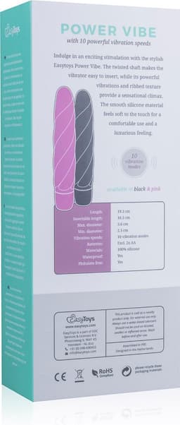 EasyToys - Gedraaide Siliconen Vibrator - Waterproof - 19,3 cm - Vibrators voor Vrouwen en Mannen - Sex Toys voor Vrouwen - Vibrators - Clitoris Stimulator - Zwart — thumbnail 9