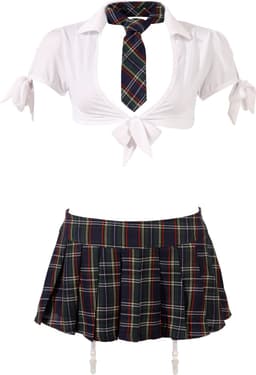 Cottelli Collection – Stout School Meisje Set met Rok en Top voor Ondeugende Meiden – Maat L – Wit — thumbnail 14