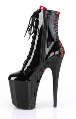 Pleaser - FLAMINGO-1020FH Plateau Laarzen, Paaldans schoenen - Paaldans schoenen - 39 Shoes - Zwart/Rood — thumbnail 3