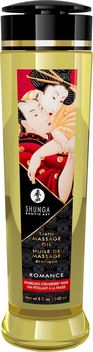 Shunga - Massageolie - Romance Sparkling Strawberry -240 ml — afbeelding 1